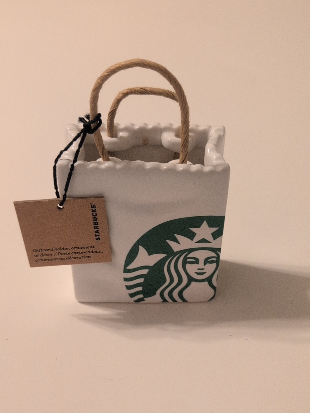 Starbucks White Mini Bag Ceramic with Green Logo
